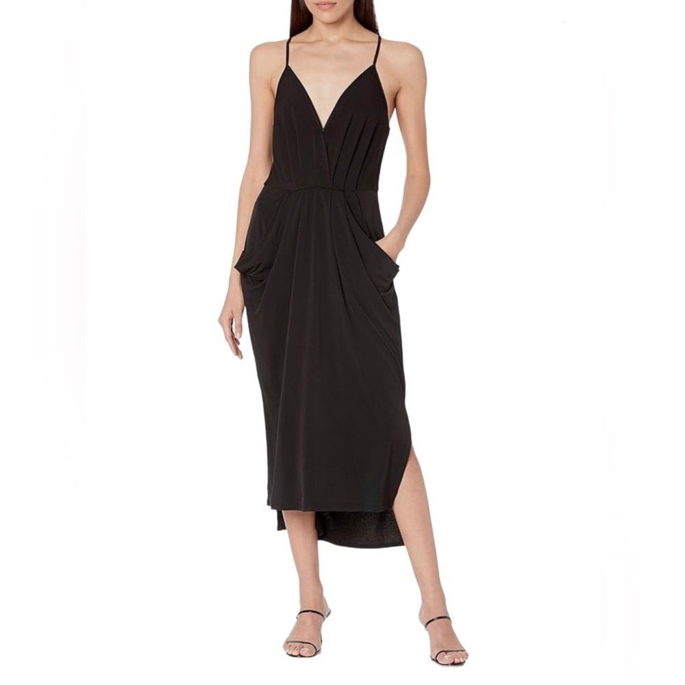BCBG Black Sleeveless Midi Dress with Pockets Size S
